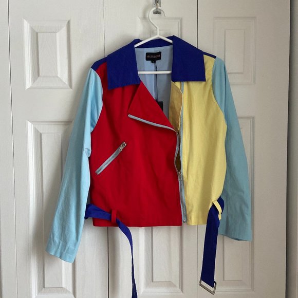 NWT Hayley Elsaesser Picnic Colour Block Moto Jacket - Picture 3 of 12